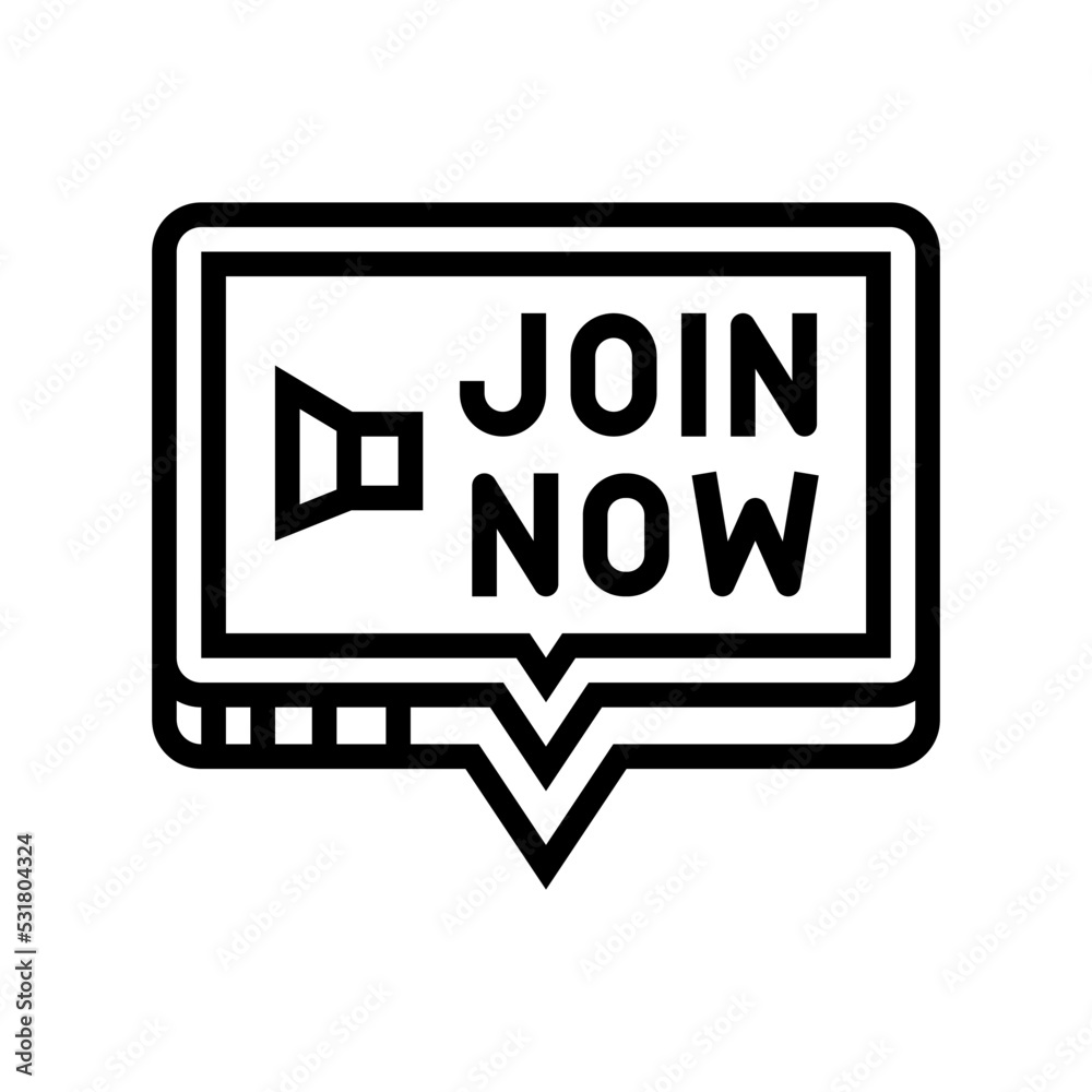 join now registration line icon vector. join now registration sign. isolated contour symbol black illustration join now registration line icon vector. join now registration sign. isolated contour symbol black illustration