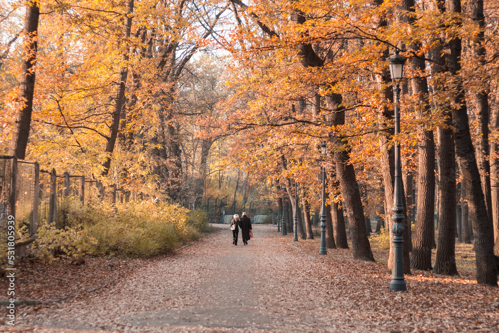 Couple having a walk in Borisova gradina park in Sofia, Bulgaria Couple having a walk in Borisova gradina park in Sofia, Bulgaria