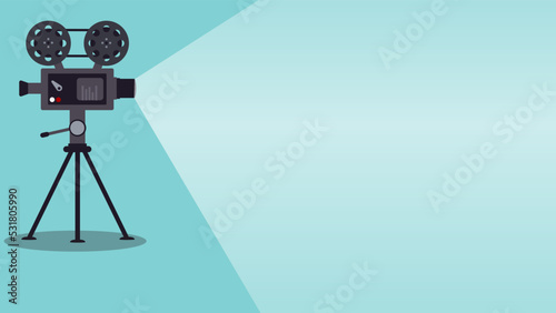 Movie camera projector vector illustration graphic background