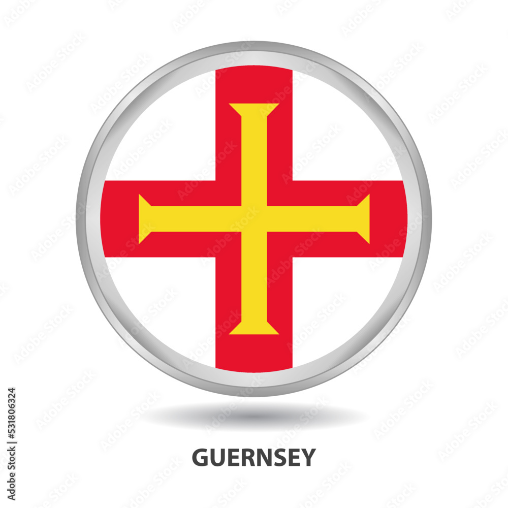 Guernsey flag design is used as badge, button, icon, wall painting Guernsey flag design is used as badge, button, icon, wall painting