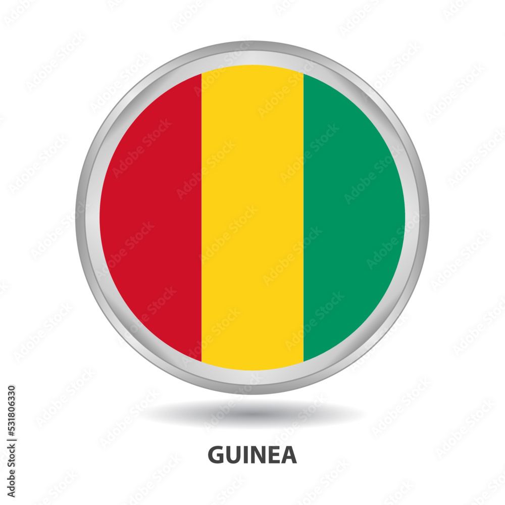Guinea flag design is used as badge, button, icon, wall painting Guinea flag design is used as badge, button, icon, wall painting