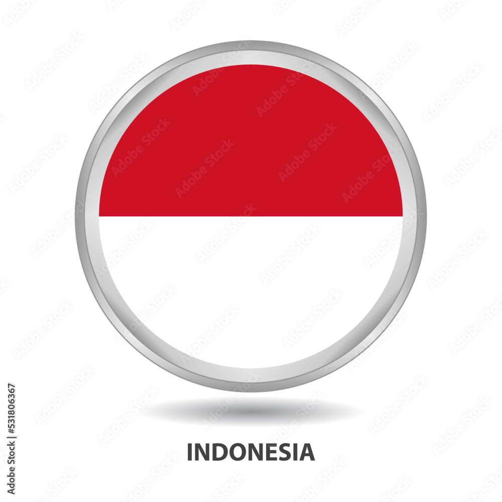 Indonesia round flag design is used as badge, button, icon, wall painting Indonesia round flag design is used as badge, button, icon, wall painting