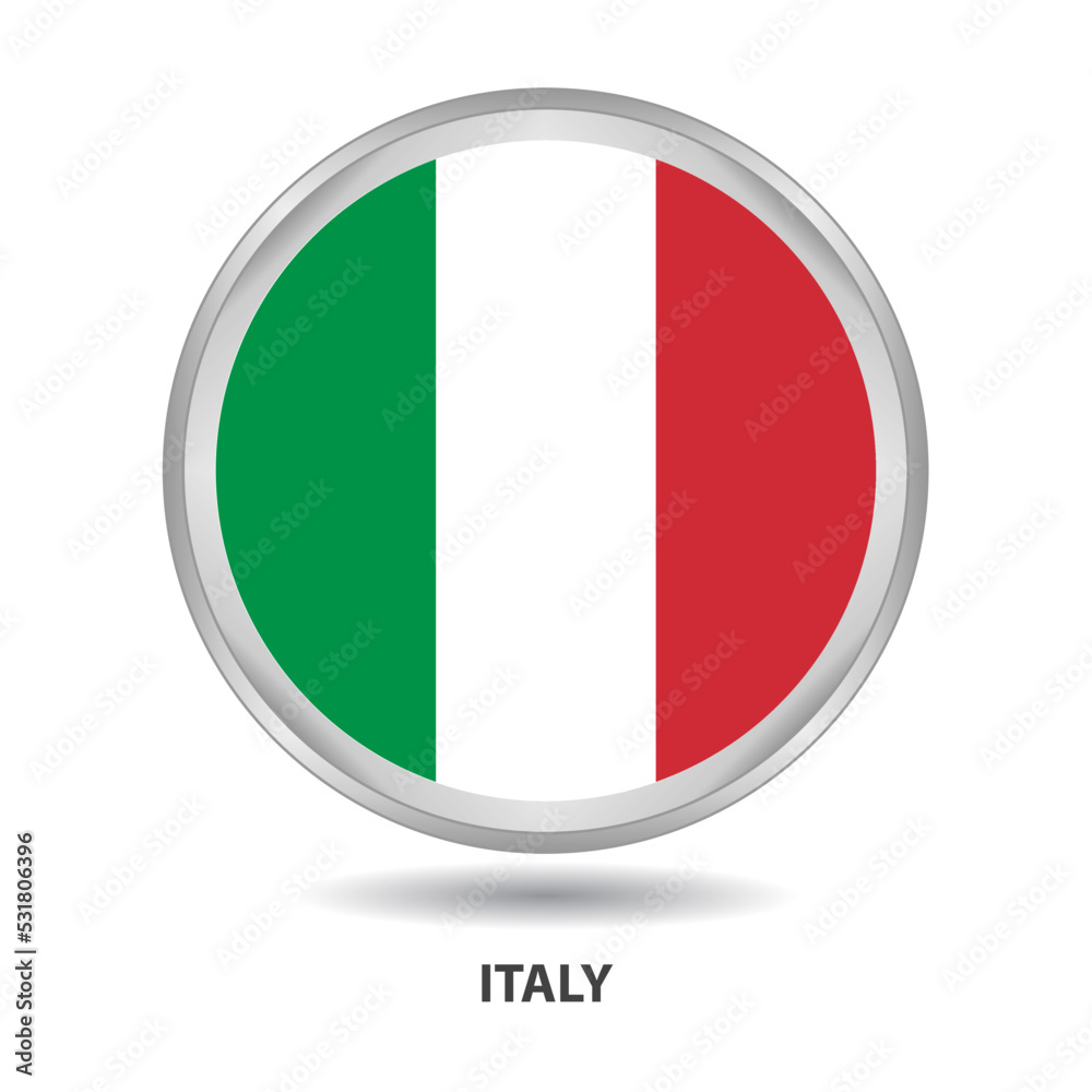 Italy round flag design is used as badge, button, icon, wall painting Italy round flag design is used as badge, button, icon, wall painting