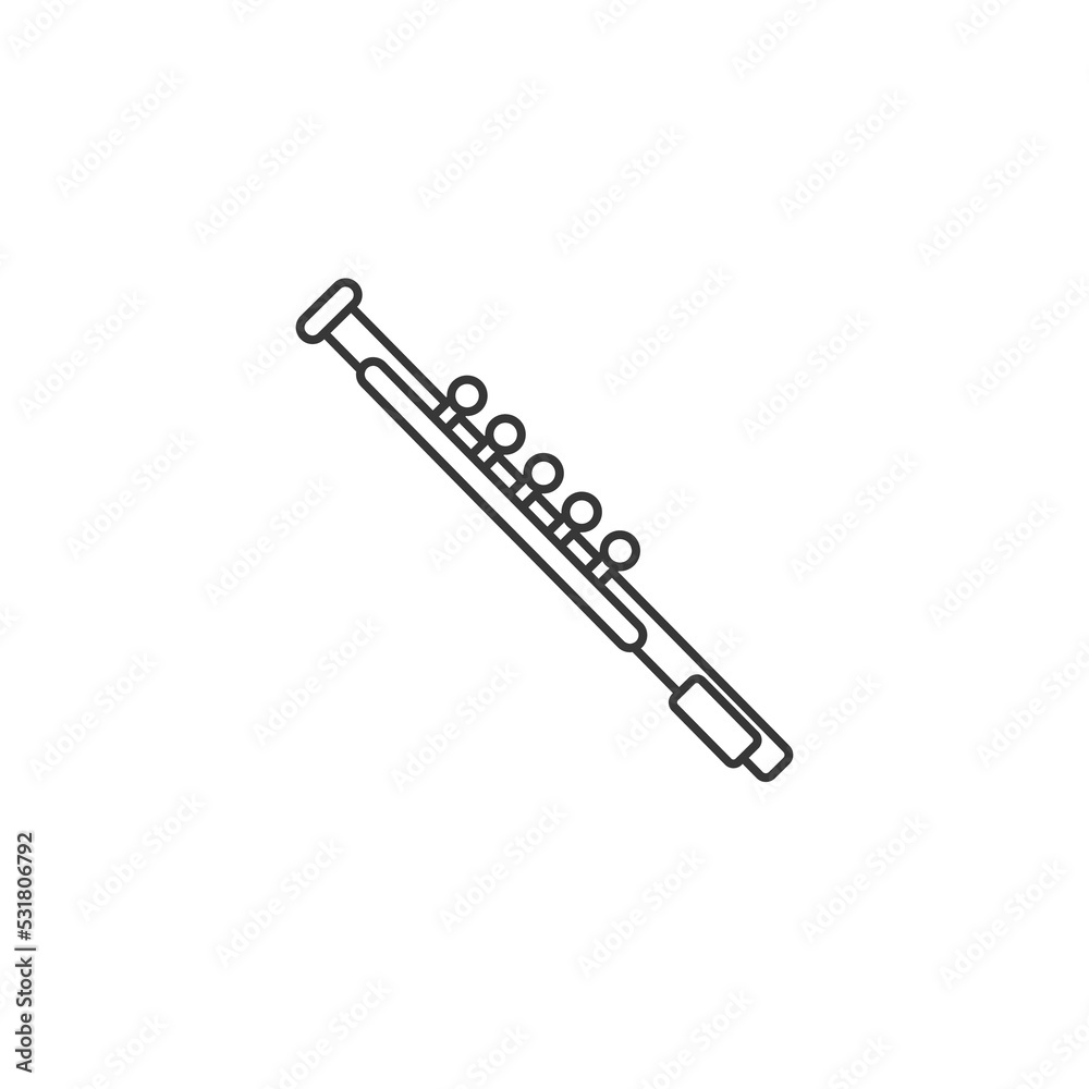 Recorder flute musical instrument line art vector icon for music apps and websites