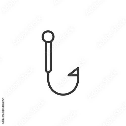 Fish hook vector icon on white isolated background. sport fishing icon vector design template