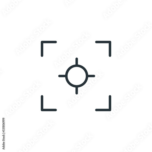 Viewfinder of digital photo camera. Photo camera viewfinder. Video recording, smartphone photography app ui and adjustment focus frame. Camera frame viewfinder screen icon. Vector illustration.