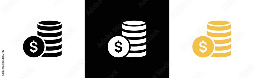 Coins stack icon symbol sign, vector illustration Coins stack icon symbol sign, vector illustration