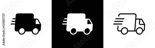 Fast shipping delivery truck icon symbol sign, vector illustration