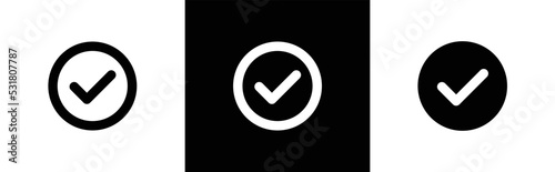 Circle check mark icon. check box symbol. accept checkmark check list button. Approved signs, vector illustration