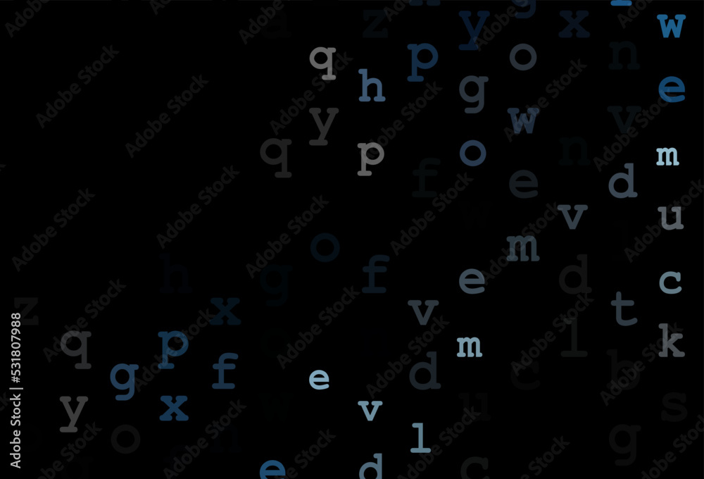 Dark blue vector texture with ABC characters. Dark blue vector texture with ABC characters.