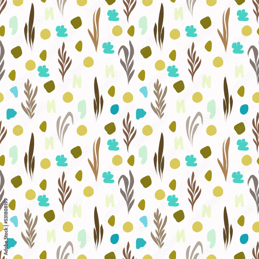 Seamless floral pattern  with flowers and leaves. Texture for wallpaper, fabric, wrapping paper.