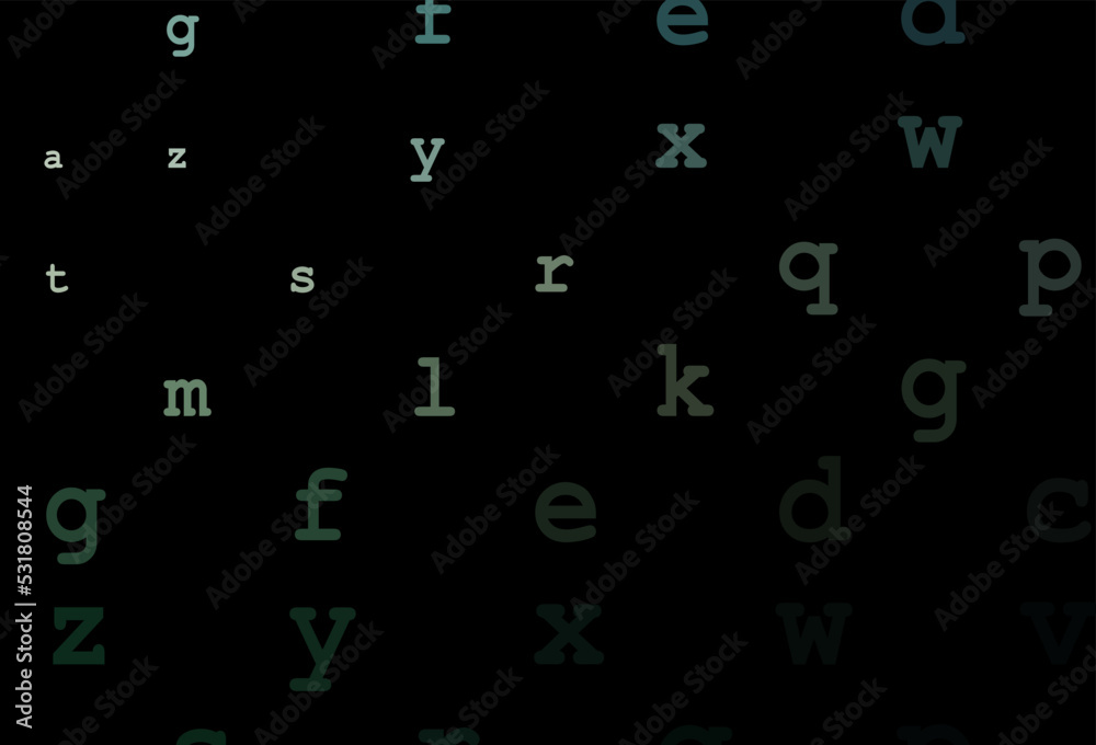 Dark green vector layout with latin alphabet.