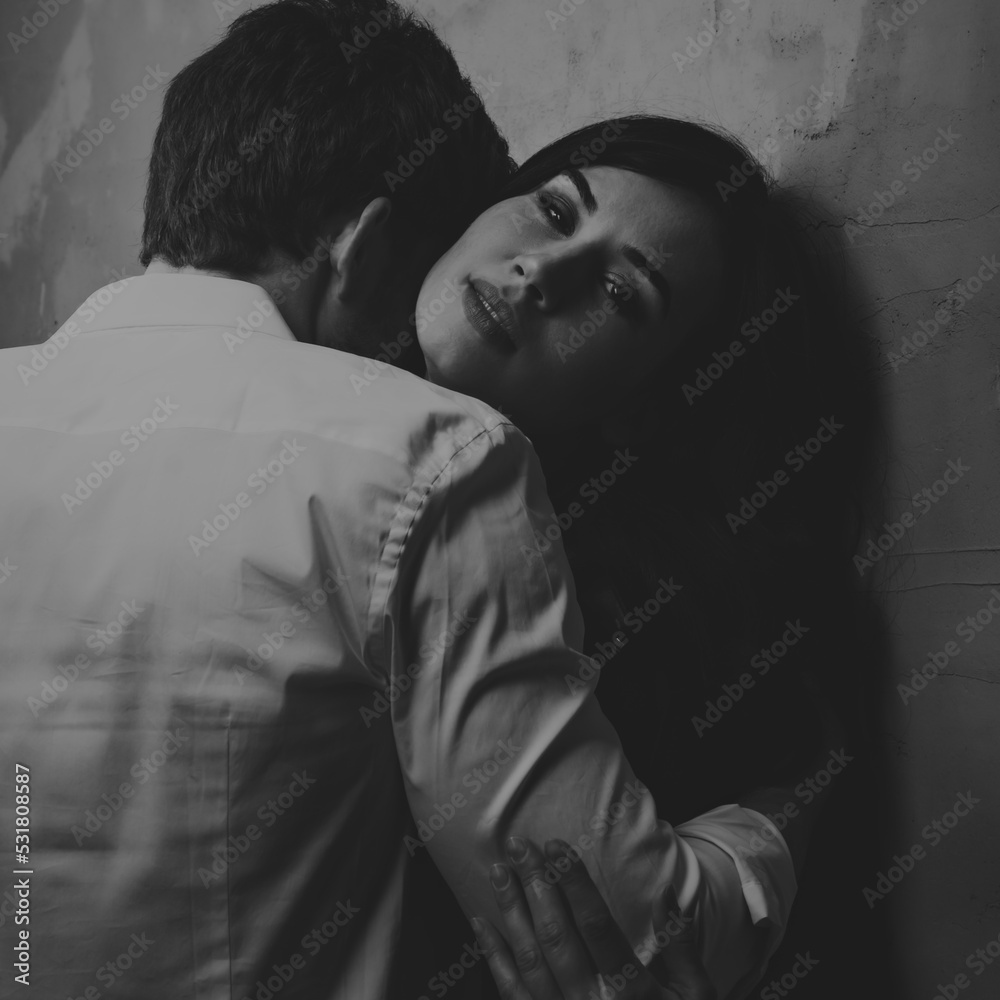 Sexy natural couple portrait. Man sexual toching and embracing his sensual beautiful girlfriend neck with much emotion. Closeup portrait. Sexy natural couple portrait. Man sexual toching and embracing his sensual beautiful girlfriend neck with much emotion. Closeup portrait.