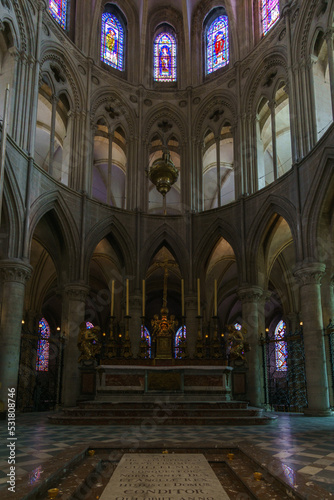 The interior with altar of the men's abbey l'Abbaye-aux-Hommes, Caen, Normandy, France