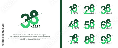 set of anniversary logotype green color on white background for celebration moment