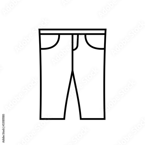 Childrens classical jeans, pants outline icon.... EPS 10 Illustration on white. Trousers symbol..... Babyes wear sign... Fashion casual child clothes. For app, web, design, dev, ui, graphic, business