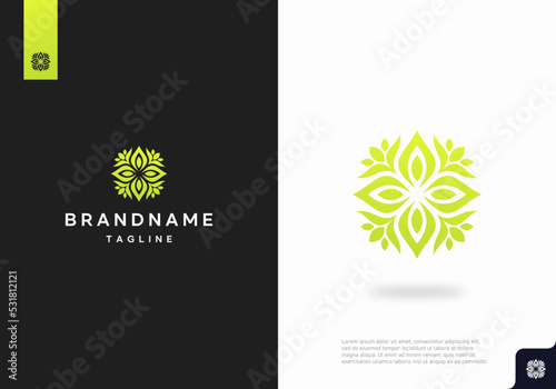 Abstract flower leaf logo design vector