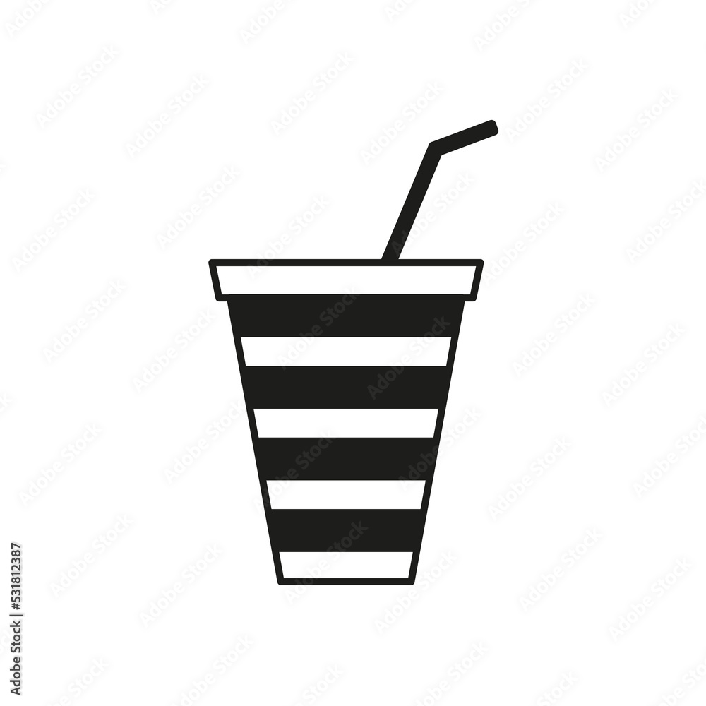 icon with striped cup with straw. Packaging for paper design. Vector illustration. stock image. icon with striped cup with straw. Packaging for paper design. Vector illustration. stock image.