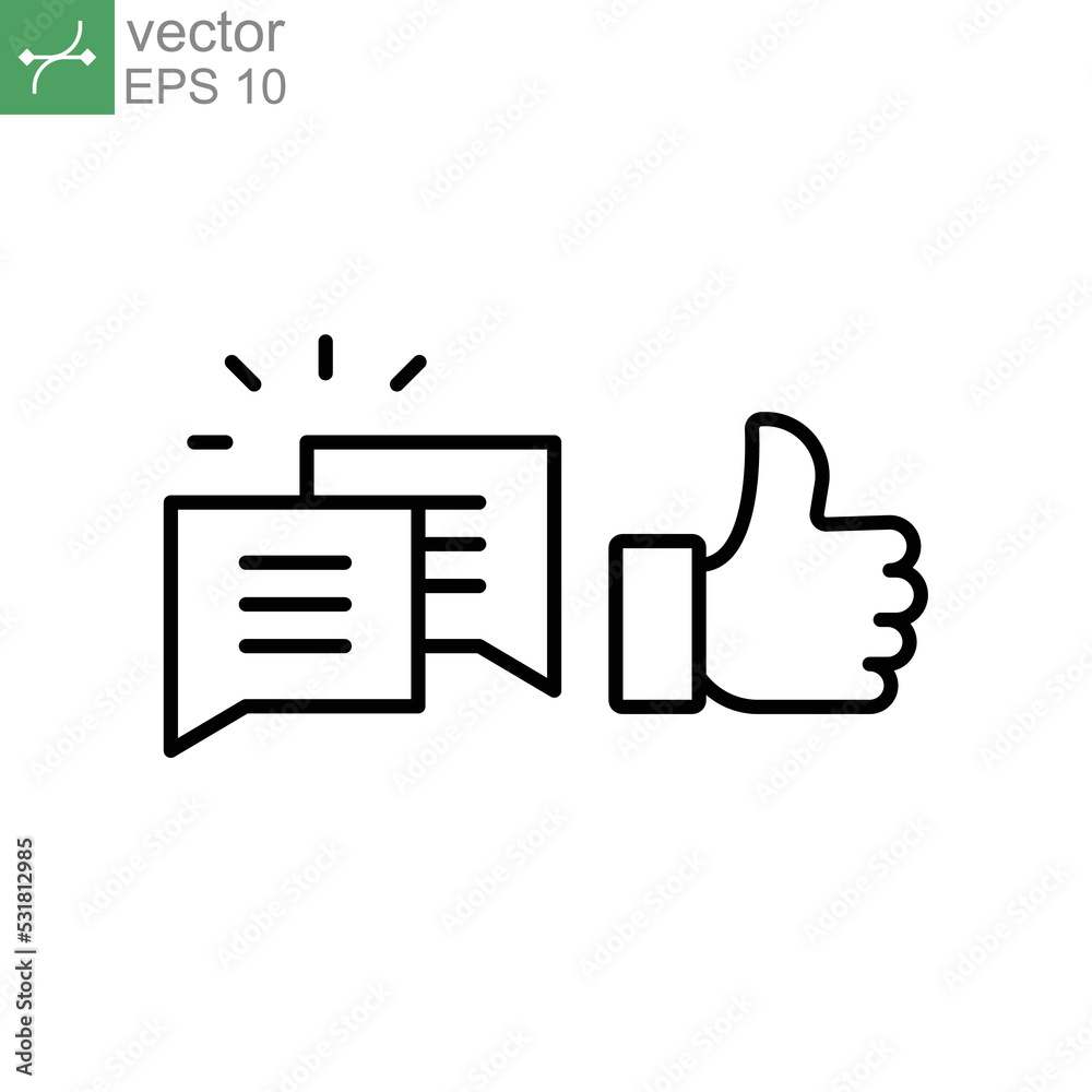 likes with comment icon. Hand thumb gesture for give like or positive feedback and square bubble chat for write message in social media app. Vector illustration. Design on white background. EPS10 likes with comment icon. Hand thumb gesture for give like or positive feedback and square bubble chat for write message in social media app. Vector illustration. Design on white background. EPS10