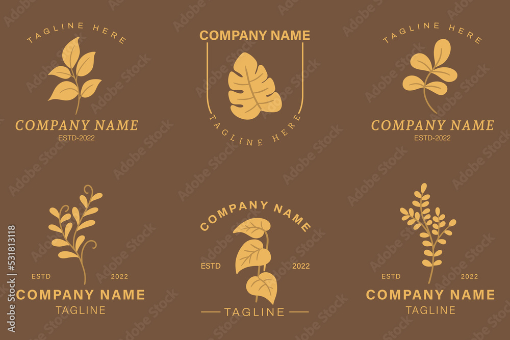 Minimalist Orange Leaf Leaves Tropical Logo Collection Style Chocolate.