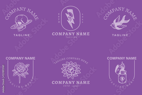 Luxury Logo Mystical Minimalist Symbol Collection Style Purple.