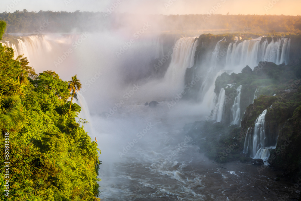 Fototapeta premium Iguazu Falls dramatic landscape, view from Brazil side, South America