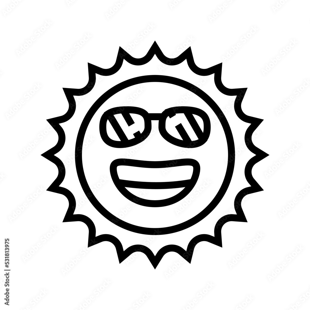 summertime sun line icon vector. summertime sun sign. isolated contour symbol black illustration summertime sun line icon vector. summertime sun sign. isolated contour symbol black illustration