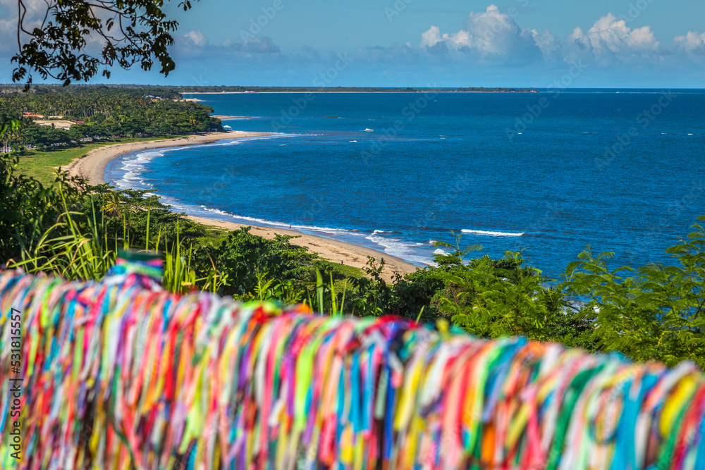 Beach and Lord of Bonfim ribbon tapes symbol of good luck in Trancoso, BAHIA