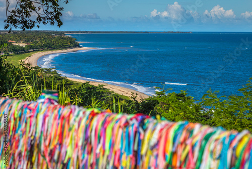 Obraz na płótnie Beach and Lord of Bonfim ribbon tapes symbol of good luck in Trancoso, BAHIA w salonie