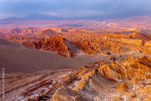 Moon Valley, Valle de la Luna at sunset, Atacama desert, Chile, South America © Aide