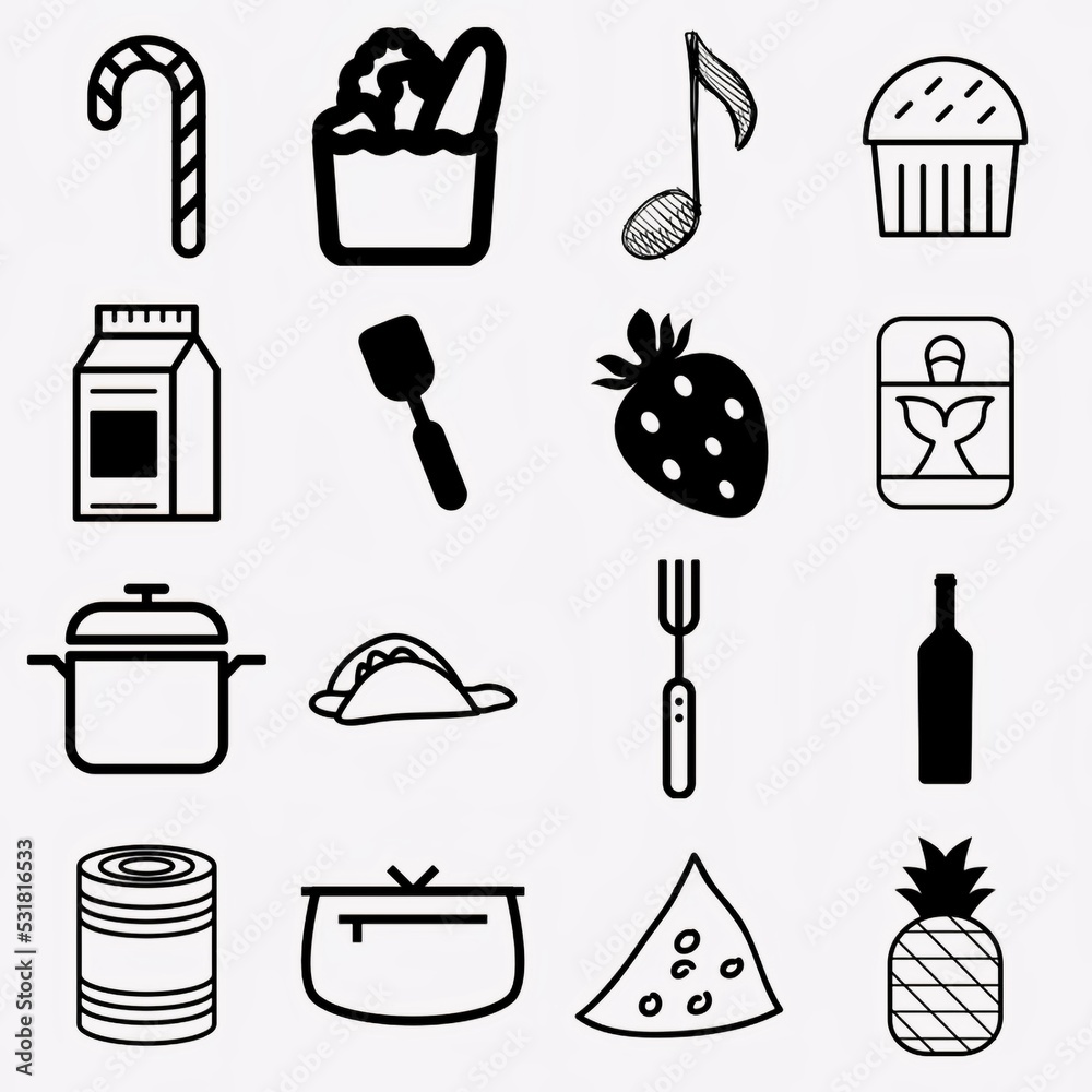 Fototapeta premium Big set of food icons