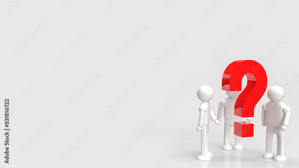The red question and figure on white background 3d rendering The red question and figure on white background 3d rendering