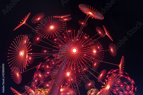abstract neon glowing flower. bright sparkling background. psychedelic background