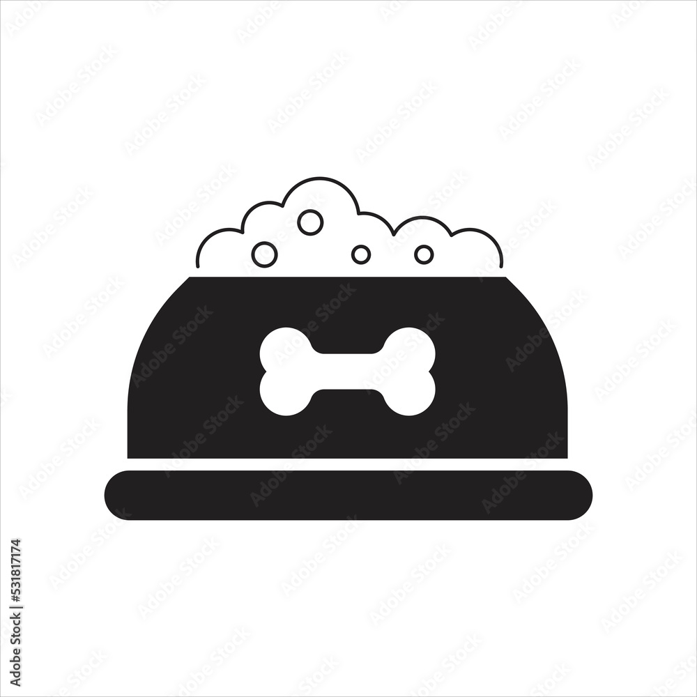 Pet Food bowl Icon. Pet Nutrition Vector Symbol. isolated on white background Pet Food bowl Icon. Pet Nutrition Vector Symbol. isolated on white background