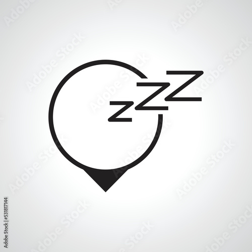 Sleepy zzz black talk icon design. Vector cartoon sign illustration.