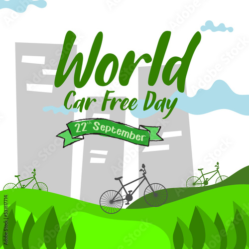Flat design world car free day background for landing page, poster, banner, brochure, cover, flyer