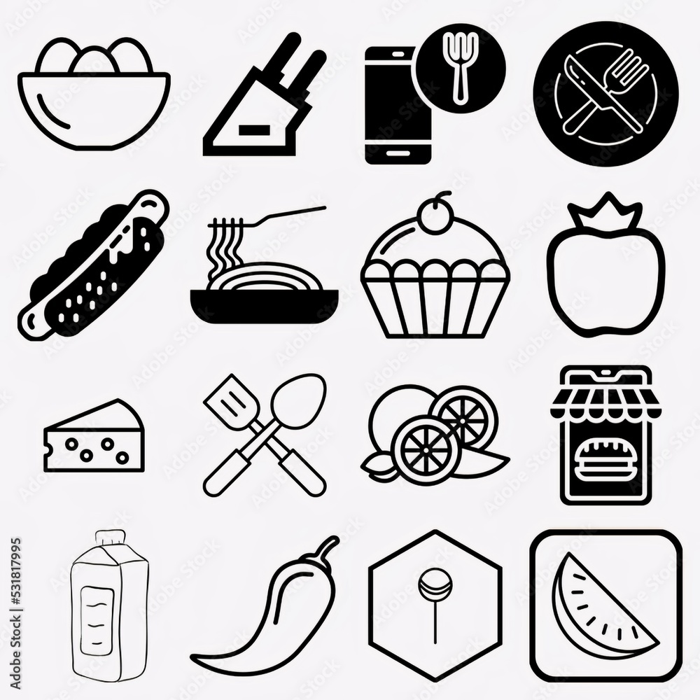 Fototapeta premium Big set of food icons