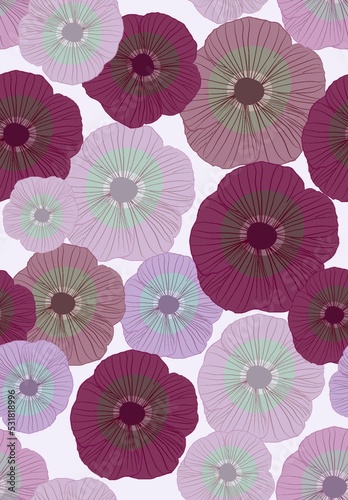 Seamless pattern with flowers in Mulberry colour