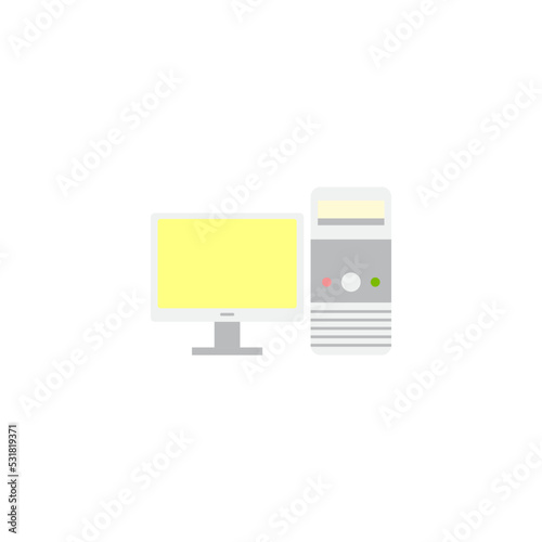 Personal computer icon in color, isolated on white background 