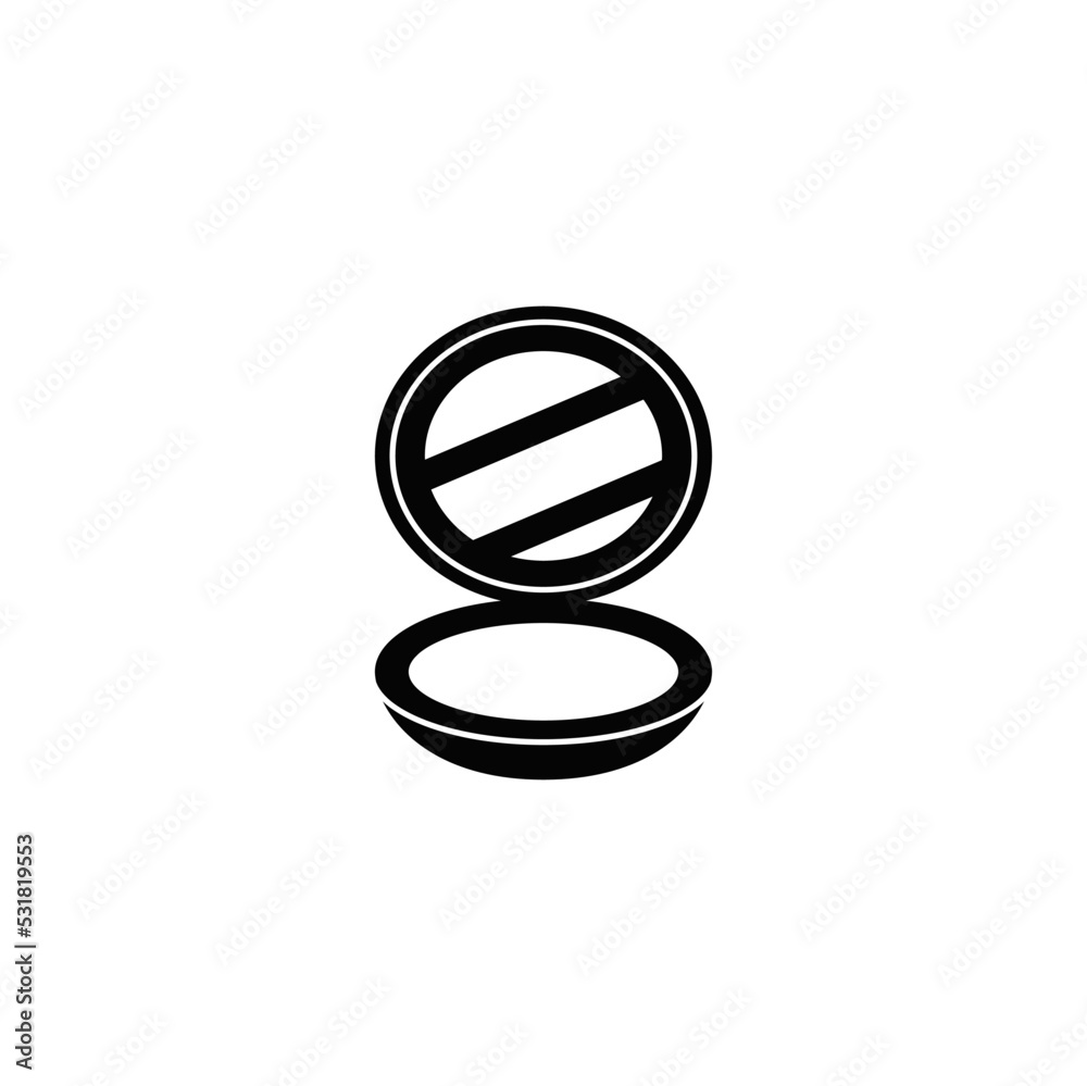 Beauty powder icon in black flat glyph, filled style isolated on white background Beauty powder icon in black flat glyph, filled style isolated on white background