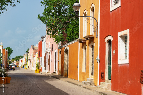 Buildings along the Calzada de los Frailes in Valladolid, Mexico. photo