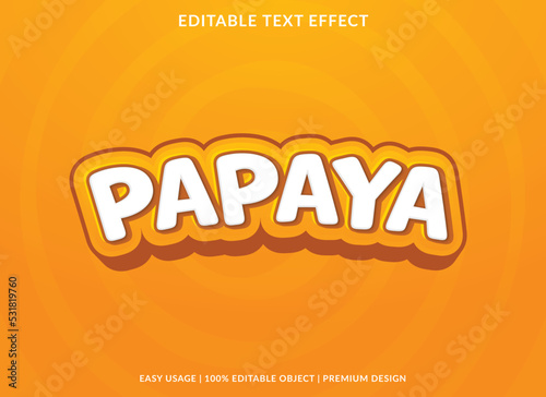 papaya text effect editable template use for business logo and brand