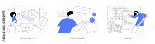 Financial balance documents abstract concept vector illustrations.