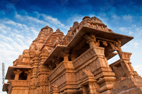 Kandariya Mahadeva Temple, dedicated to Lord Shiva, Western Temples of Khajuraho, Madhya Pradesh, India. Khajuraho is an UNESCO world heritage site, popular for tourists all over the world. photo