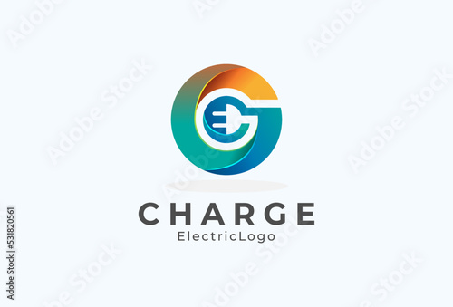 Letter G Electric Plug Logo, Letter G and Plug combination with gradient colour, flat design logo template element, vector illustration