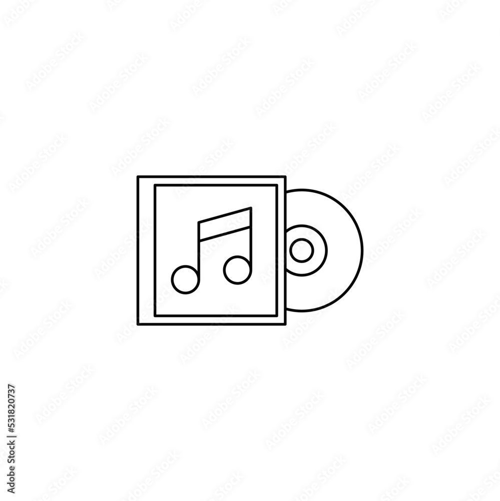 Music disc with cover icon in line style icon, isolated on white background Music disc with cover icon in line style icon, isolated on white background