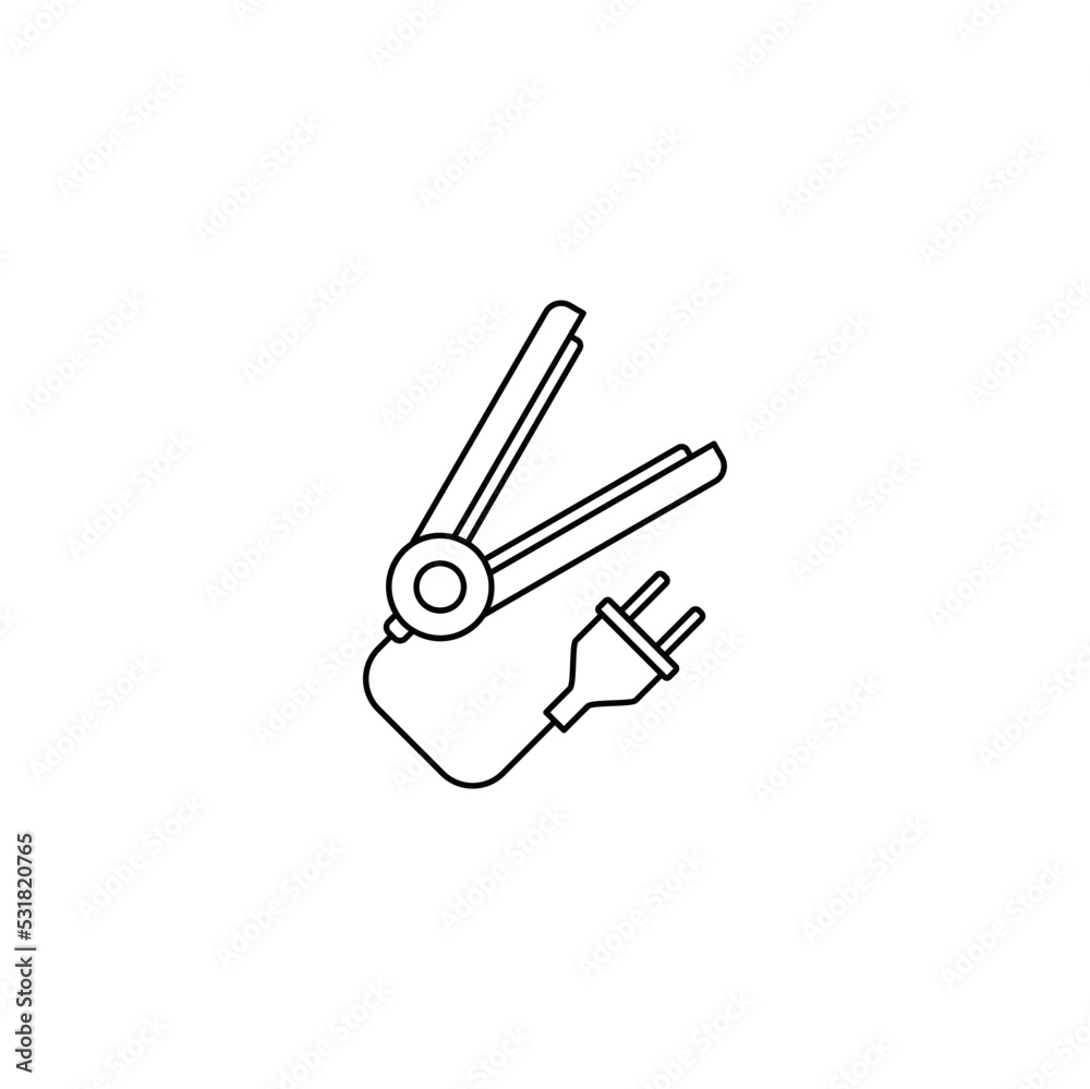 Hair straightener icon in line style icon, isolated on white background Hair straightener icon in line style icon, isolated on white background