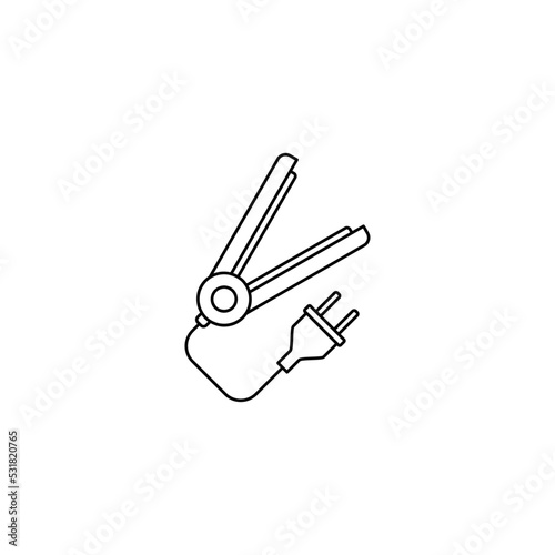 Hair straightener icon in line style icon, isolated on white background