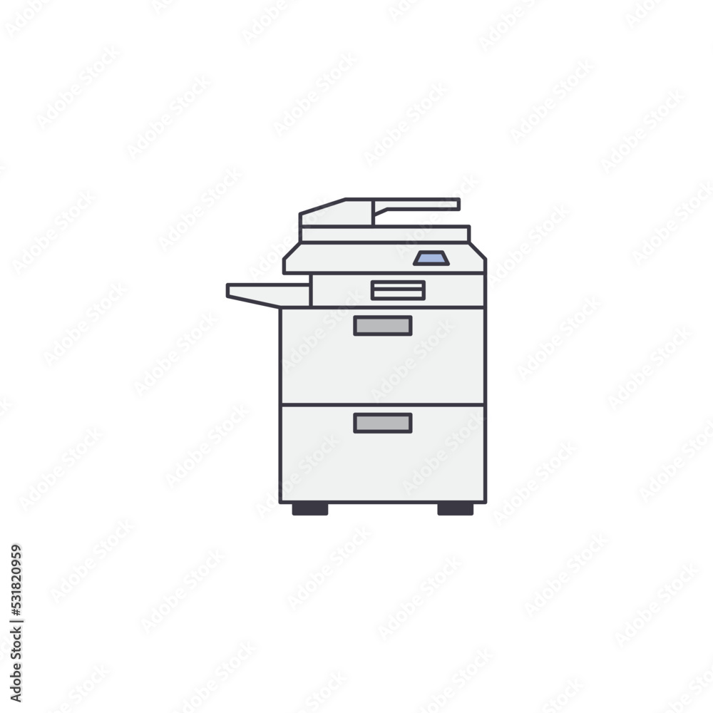 Photocopy, printer icon in color, isolated on white background Photocopy, printer icon in color, isolated on white background