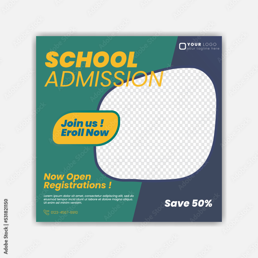School admission social media web Poster flyer Promotion and Profile photo design